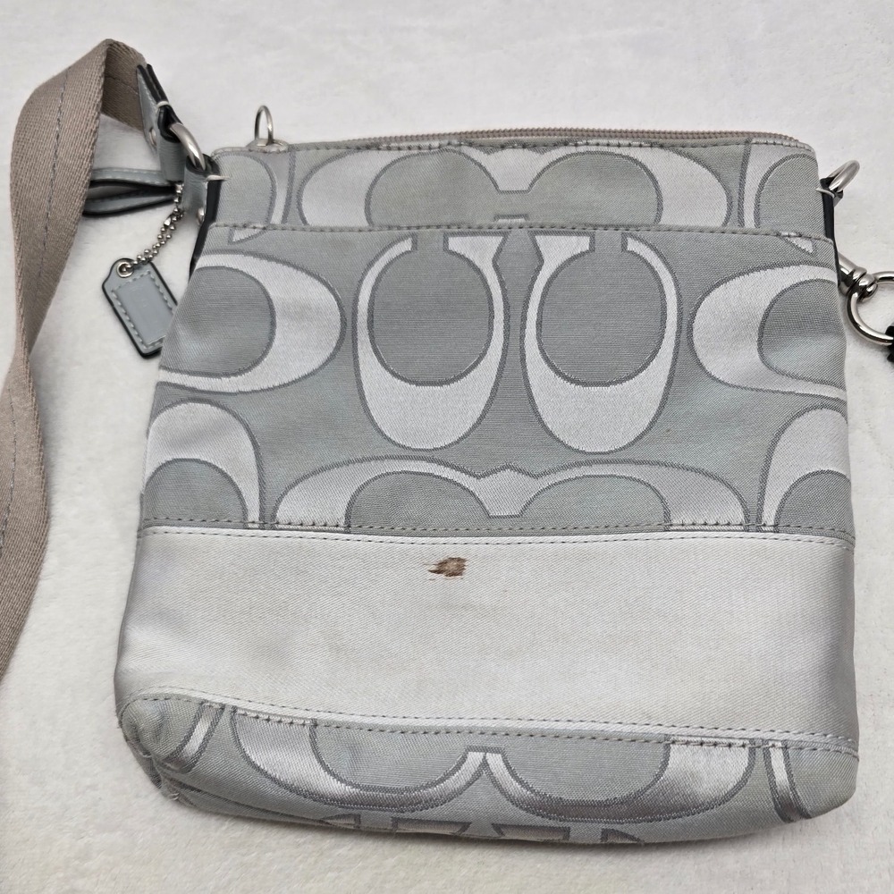 Coach Signature C Crossbody File Bag Silver Grey Jacquard Y2K Streetwear Small